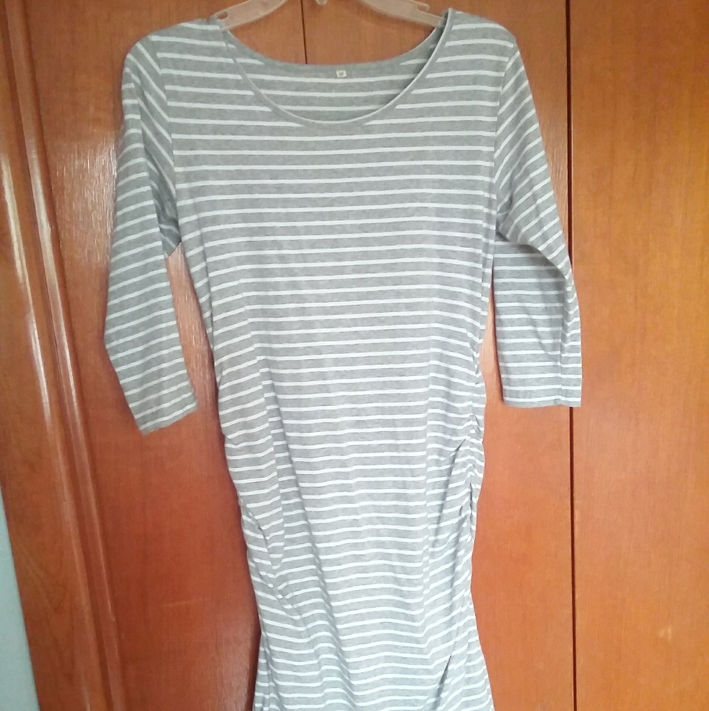 Maternity Dress Medium grey/white stripe